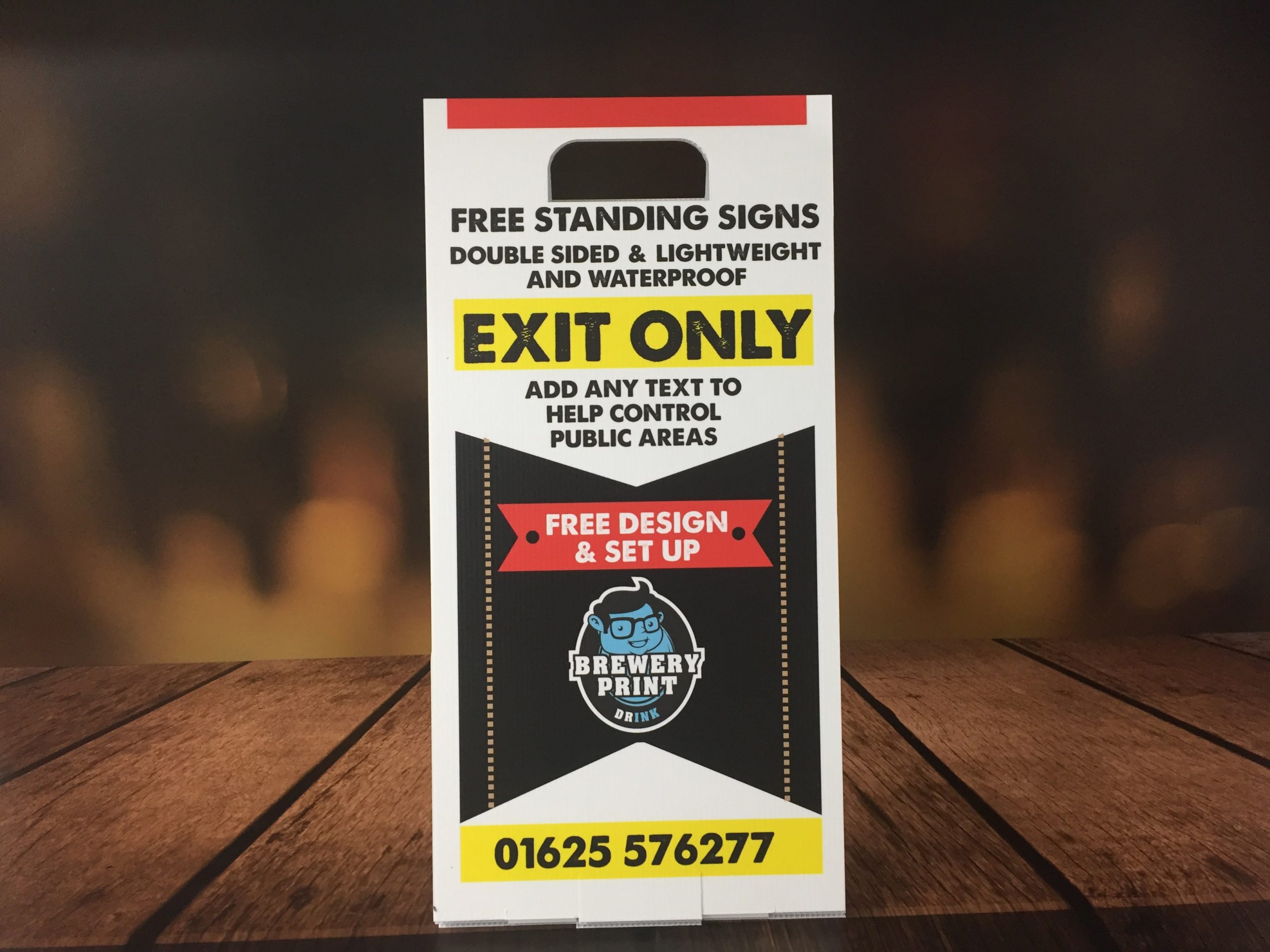 Free Standing Tabletop Signs Indoor & Outdoor Use Brewery Print